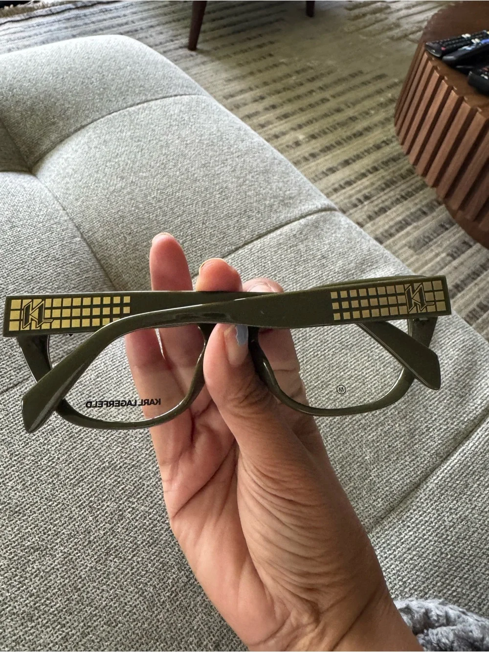 Karl Lagerfeld Olive Green Cat-Eye Glasses with Case